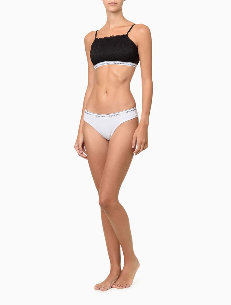 Kit 2 Calcinhas Tangas Mini Modern Cotton Calvin Klein Underwear - Preto / Branco Preto / Branco 5