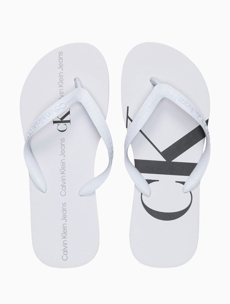 Chinelo Masculino Logo Corrido Calvin Klein Jeans - Branco 2 Branco 2