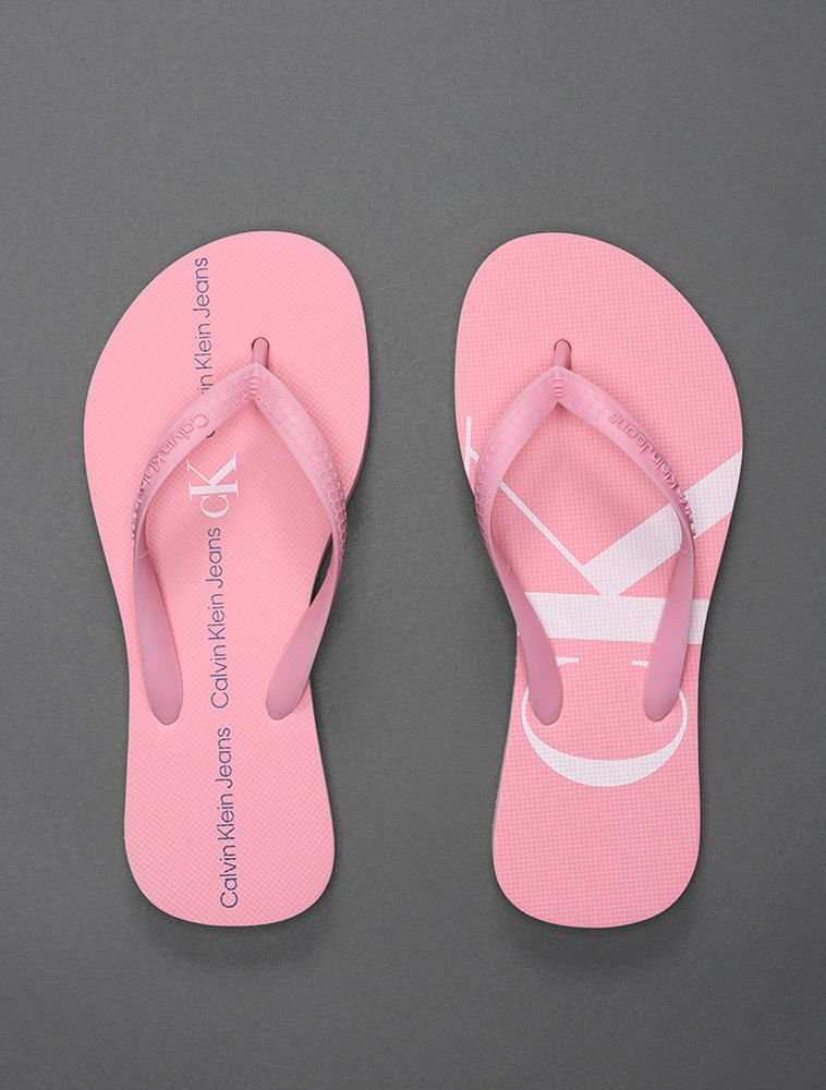 Chinelo Menina Logo Corrido Calvin Klein Jeans - Rosa Claro Rosa 2