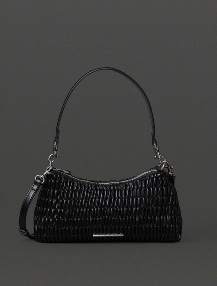 Bolsa Média Feminina Drapeada Calvin Klein - Preto