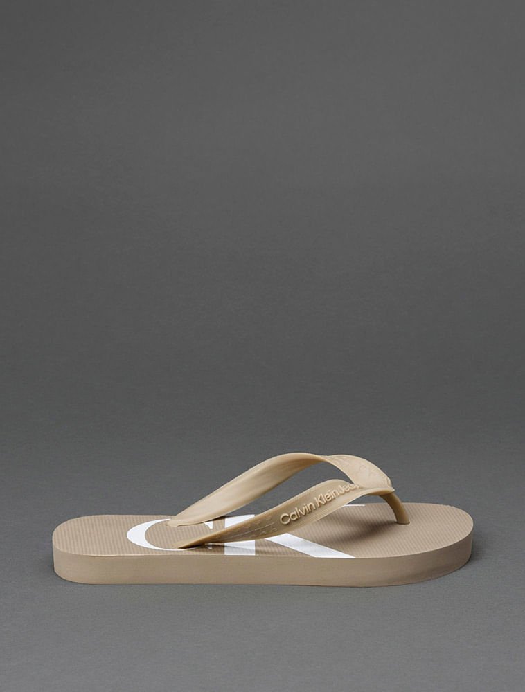 Chinelo Menino Logo Corrido Calvin Klein Jeans - Caqui Claro