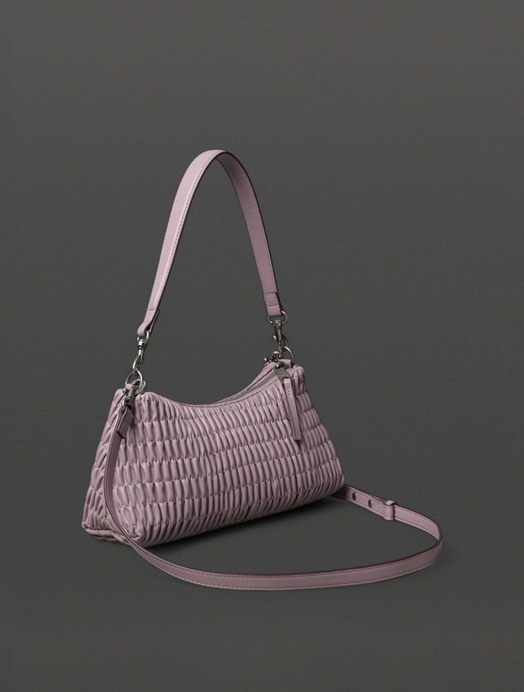 Bolsa Média Feminina Drapeada Calvin Klein - Caqui Medio Rosa 2