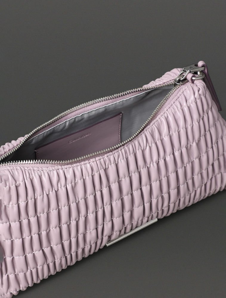 Bolsa Média Feminina Drapeada Calvin Klein - Caqui Medio Rosa 3