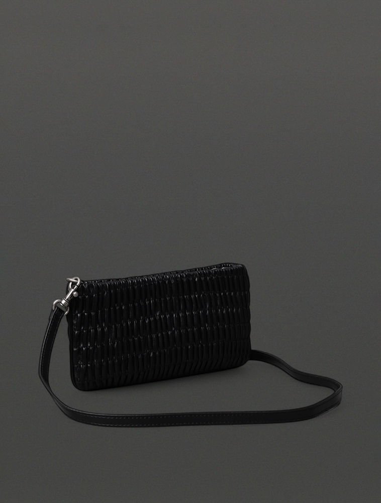 Bolsa Drapeada Feminina Transversal Calvin Klein - Preto Preto 2