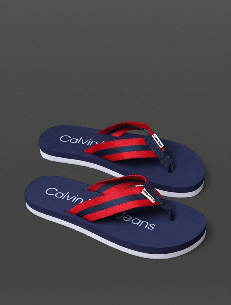 Chinelo Masculino Cadarço Stripe Calvin Klein Jeans - Marinho Azul/Vermelho 2