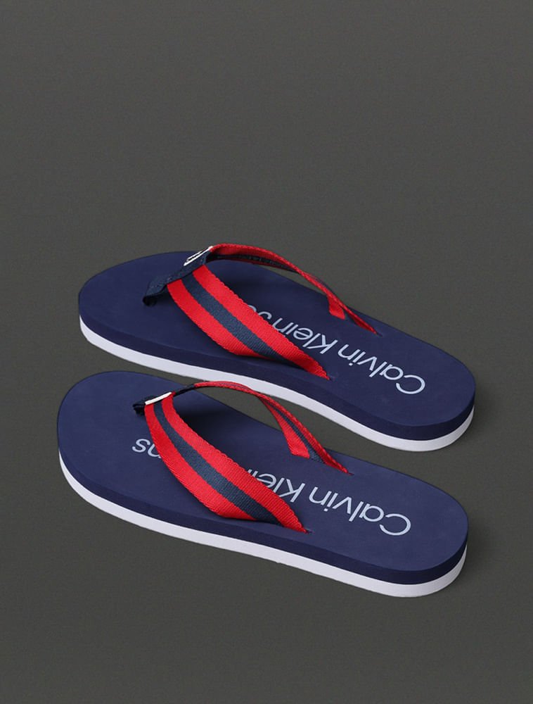 Chinelo Masculino Cadarço Stripe Calvin Klein Jeans - Marinho Azul/Vermelho 3