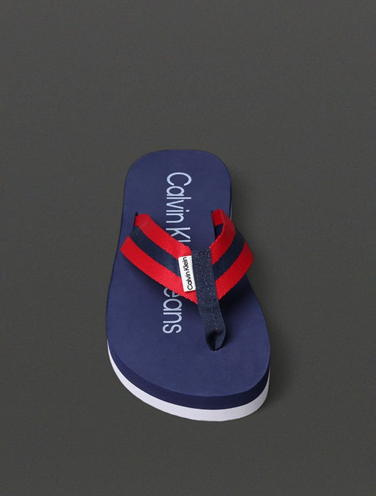 Chinelo Masculino Cadarço Stripe Calvin Klein Jeans - Marinho Azul/Vermelho 4