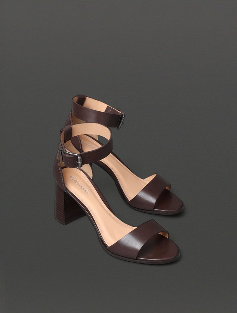 Sandália Feminina Salto Bloco Calvin Klein - Cafe Café 2