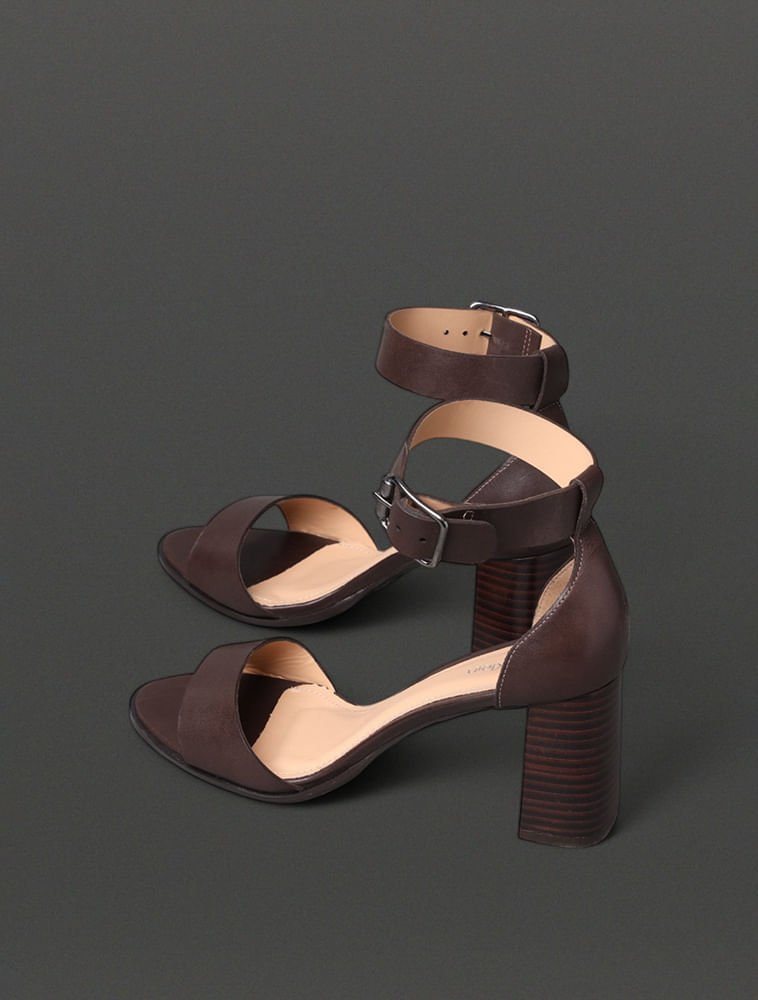 Sandália Feminina Salto Bloco Calvin Klein - Cafe Café 3