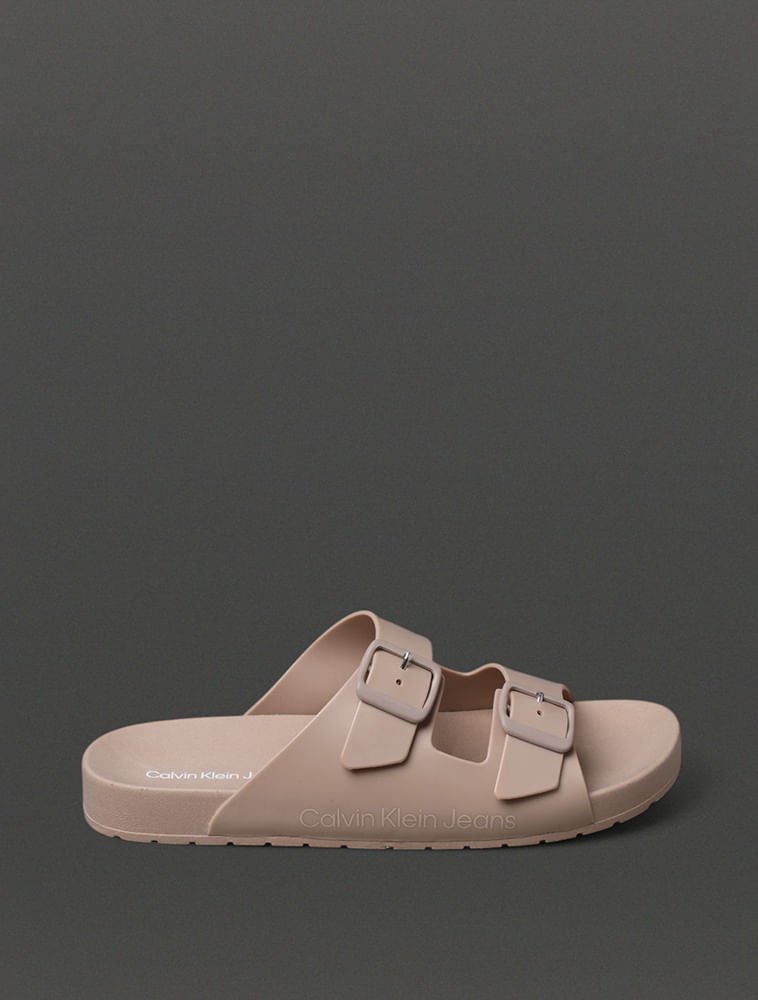 Chinelo Masculino Slide Duas Fivelas Calvin Klein Jeans - Caqui Medio Caqui Medio 1