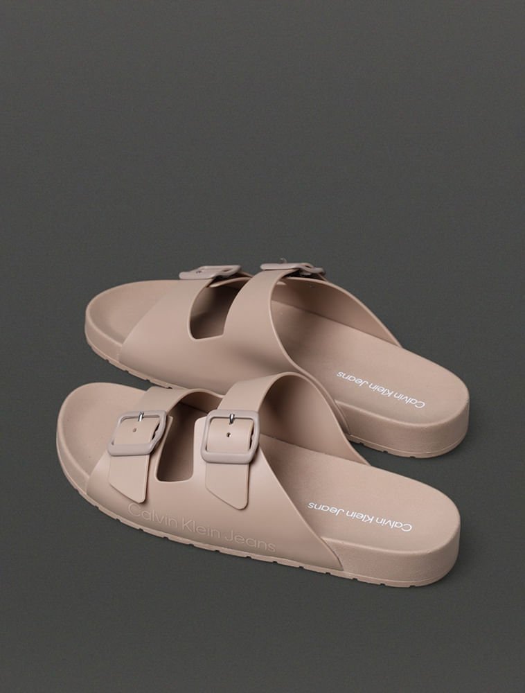 Chinelo Masculino Slide Duas Fivelas Calvin Klein Jeans - Caqui Medio Caqui Medio 3