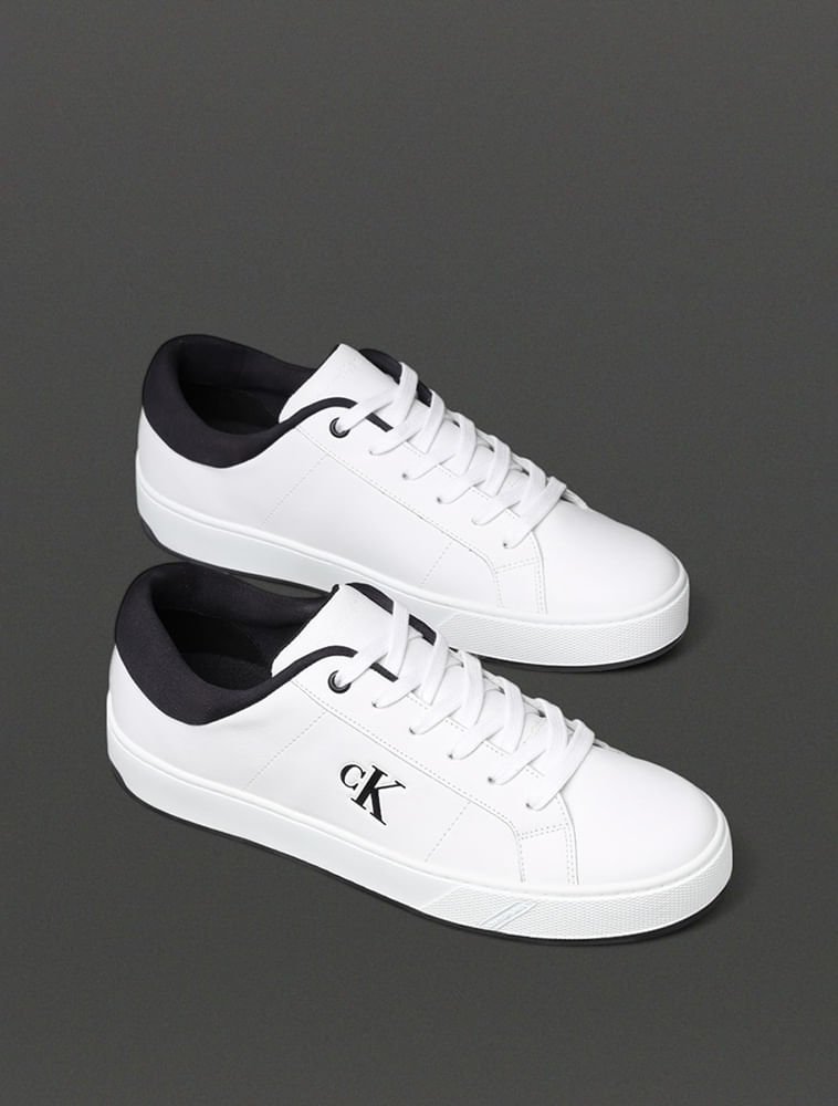 Tênis Masculino Palito Side Calvin Klein Jeans - Branco/ Preto Branco/Preto 2