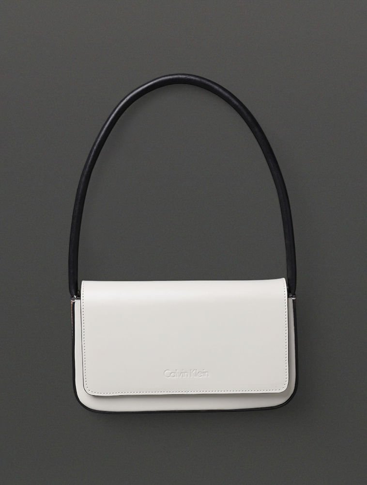 Shoulder Bag Feminina Couro Contraste Calvin Klein - Off White
