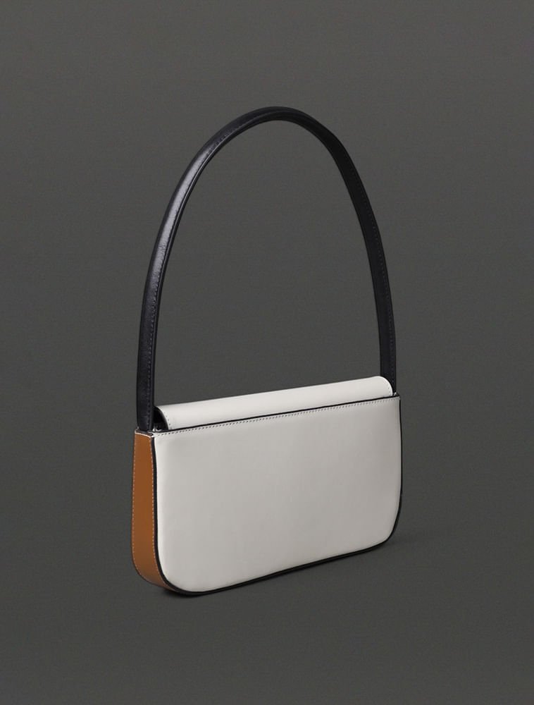 Shoulder Bag Feminina Couro Contraste Calvin Klein - Off White Off White 2