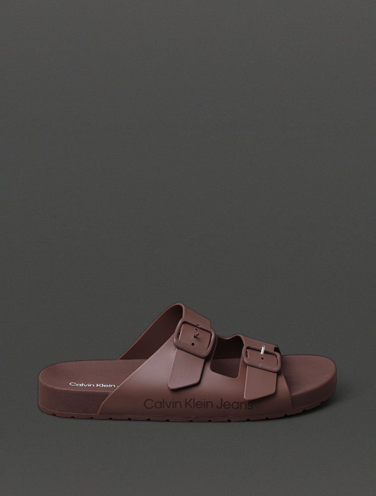 Chinelo Masculino Slide Duas Fivelas Calvin Klein Jeans - Marrom