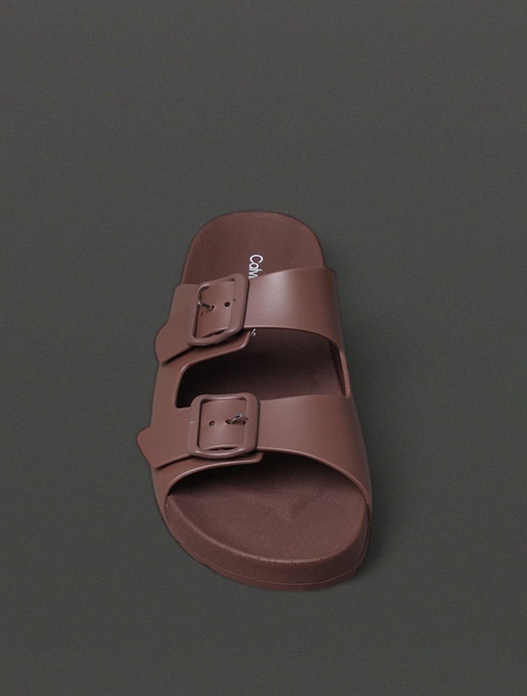 Chinelo Masculino Slide Duas Fivelas Calvin Klein Jeans - Marrom Marrom 4