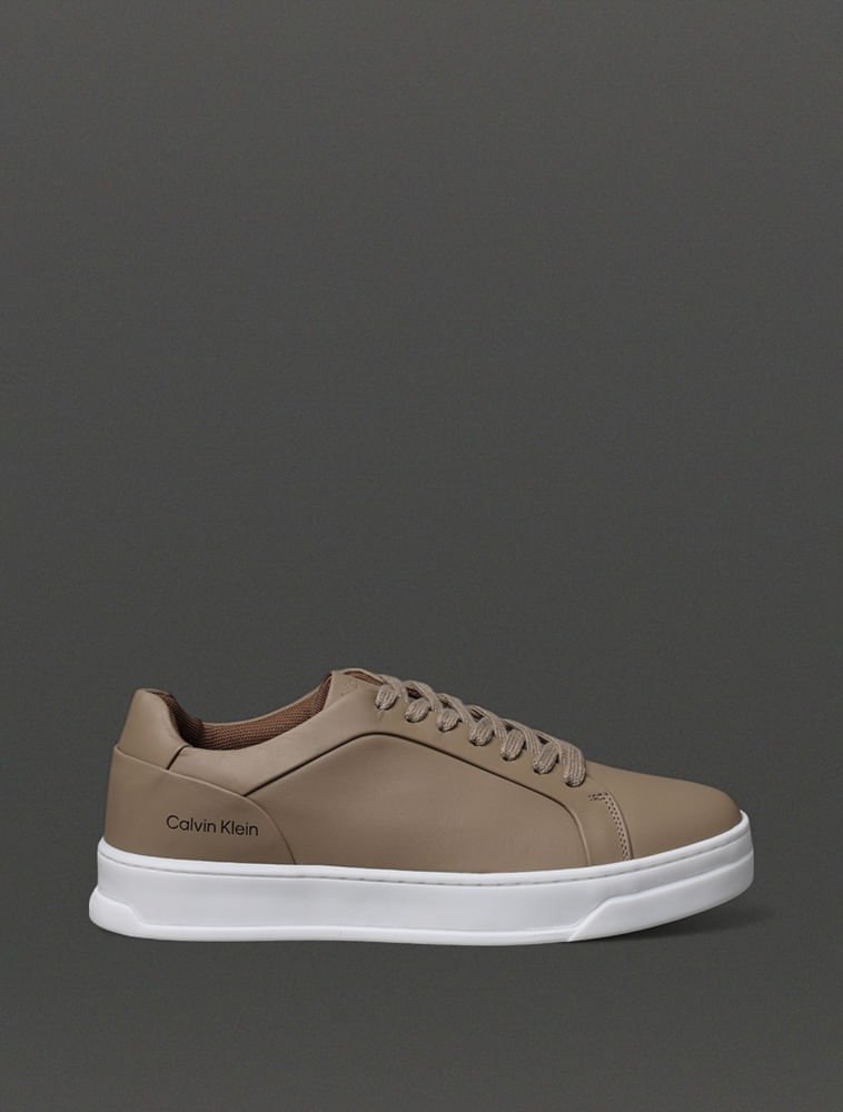 Tênis Masculino Couro Calvin Klein - Caqui Claro