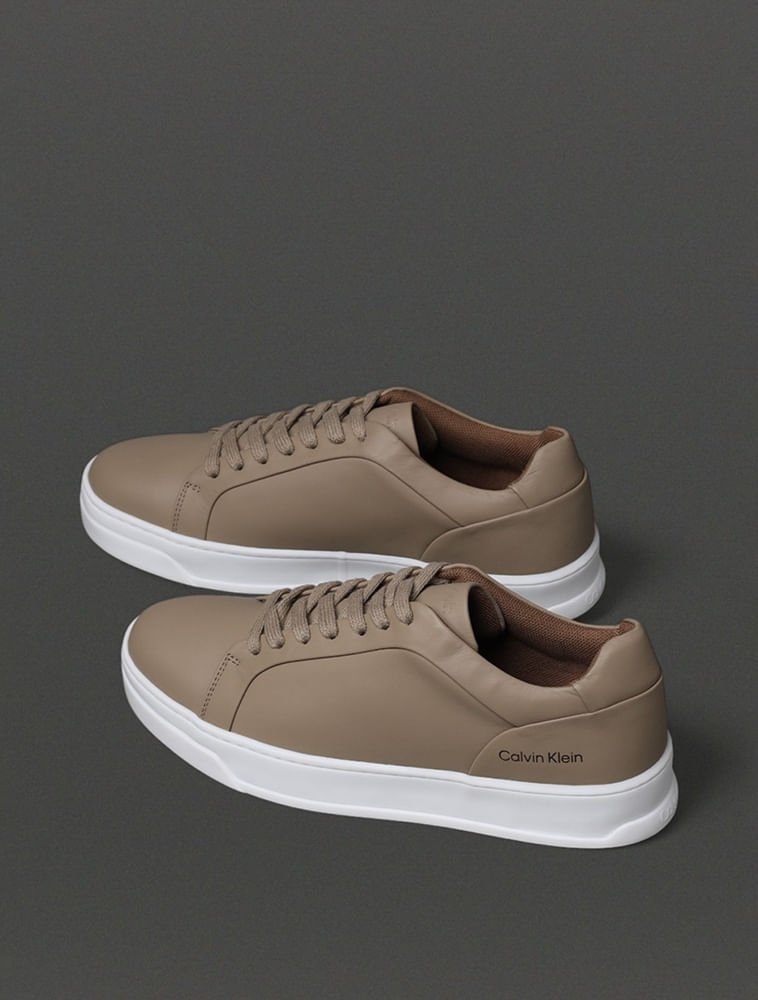 Tênis Masculino Couro Calvin Klein - Caqui Claro Caqui Claro 3