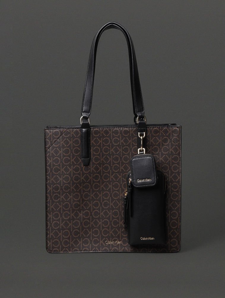 Bolsa Feminina Tote Monograma Calvin Klein - Marrom Marrom 1