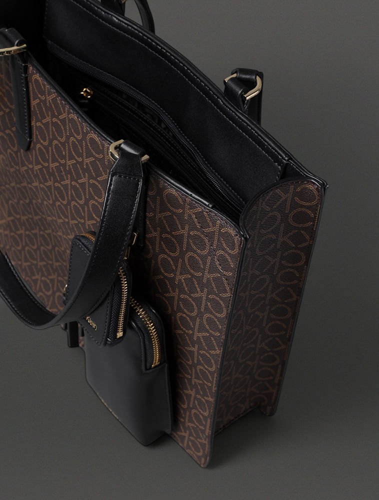 Bolsa Feminina Tote Monograma Calvin Klein - Marrom Marrom 3