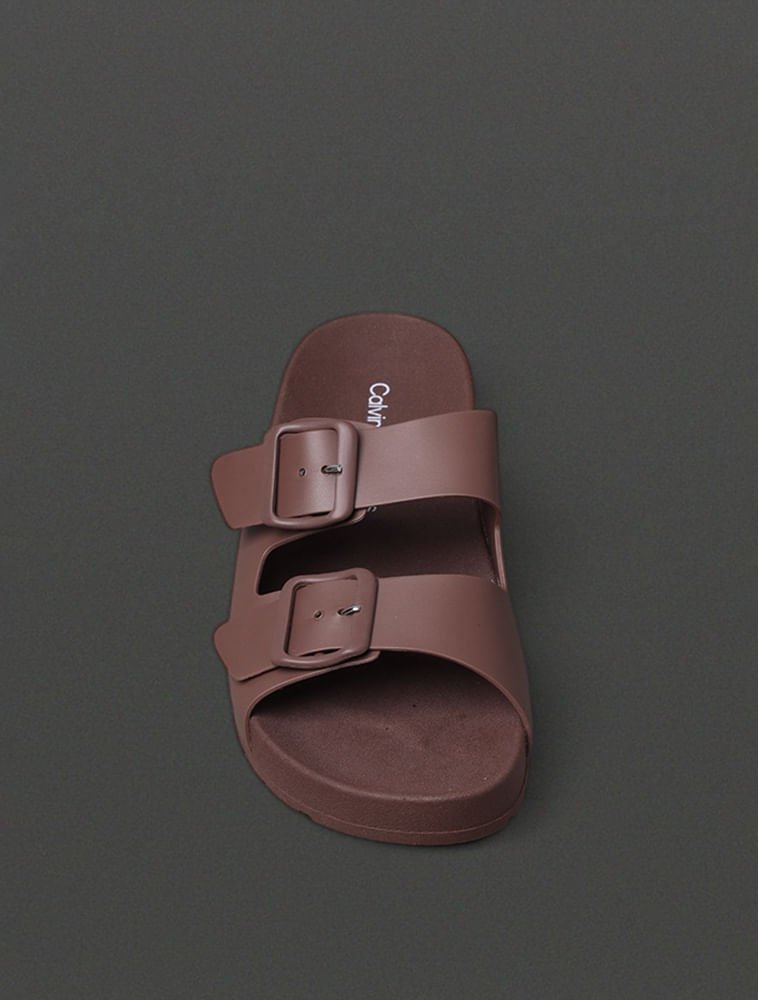 Chinelo Feminino Slide Duas Fivelas Calvin Klein Jeans - Marrom Marrom 4