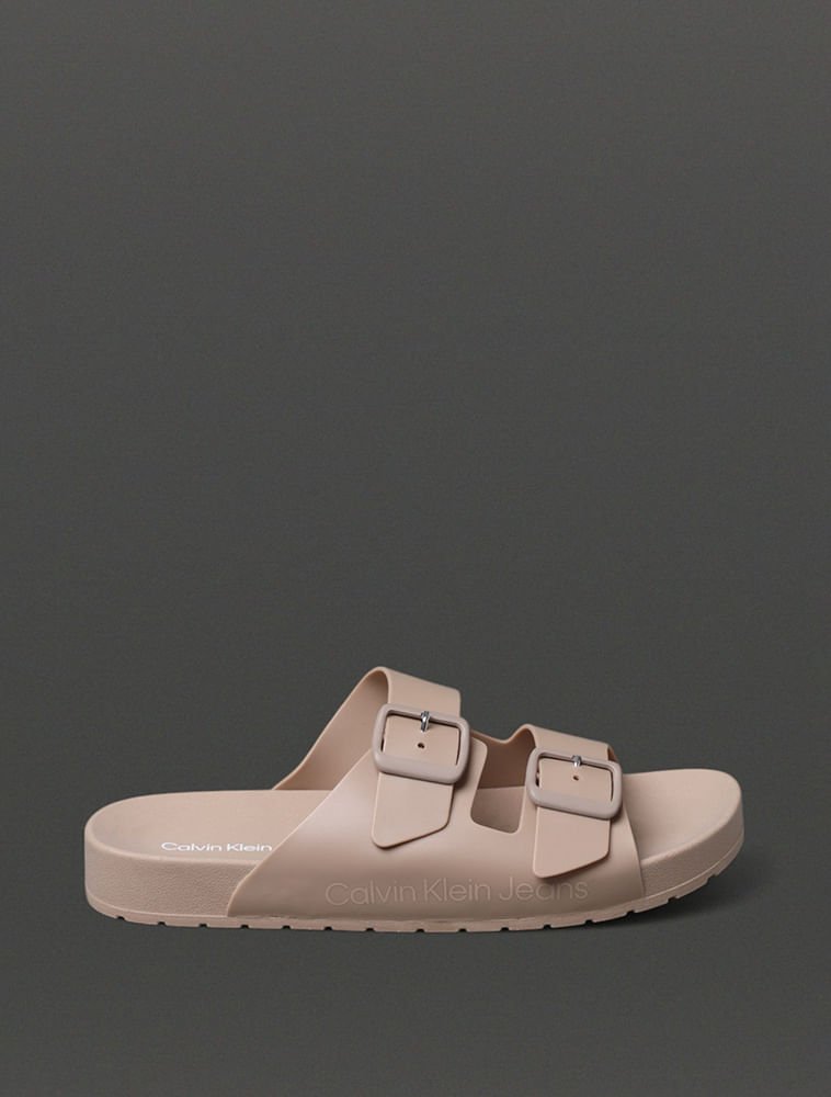 Chinelo Feminino Slide Duas Fivelas Calvin Klein Jeans - Caqui Medio Caqui Medio 1