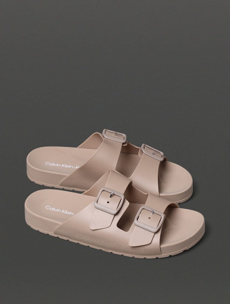 Chinelo Feminino Slide Duas Fivelas Calvin Klein Jeans - Caqui Medio Caqui Medio 2