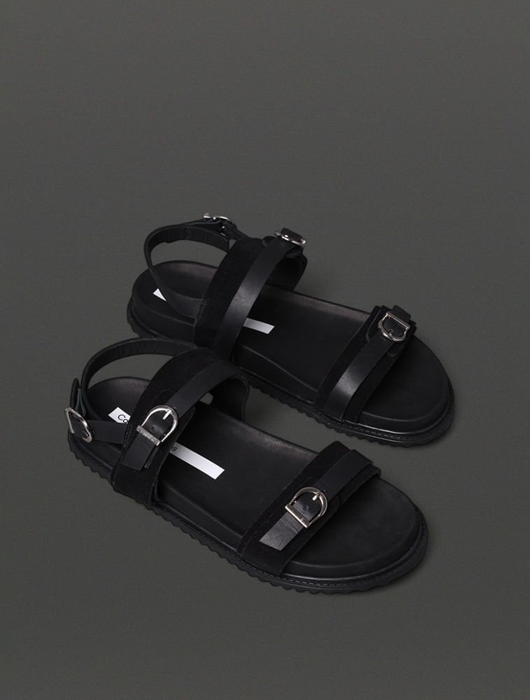 Sandália Feminina Fivelas Calvin Klein Jeans - Preto Preto 2