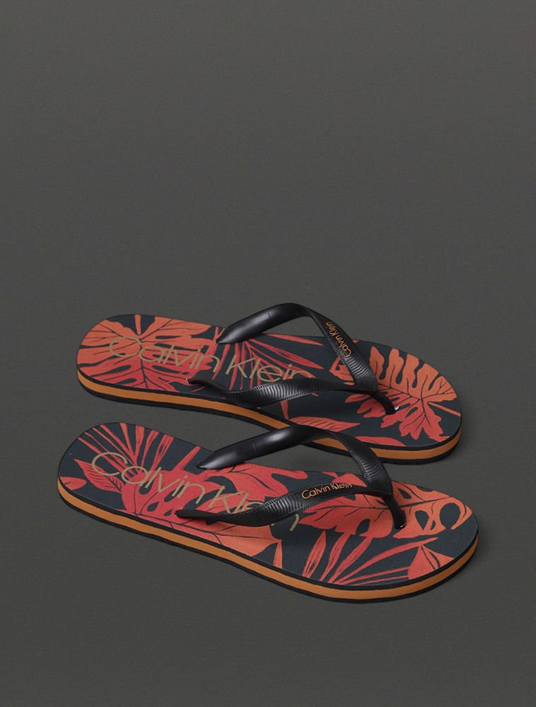 Chinelo Masculino Monstera Calvin Klein Swimwear - Havana Preto 2