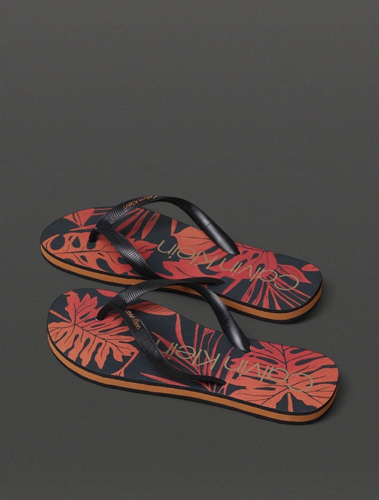 Chinelo Masculino Monstera Calvin Klein Swimwear - Havana Preto 3