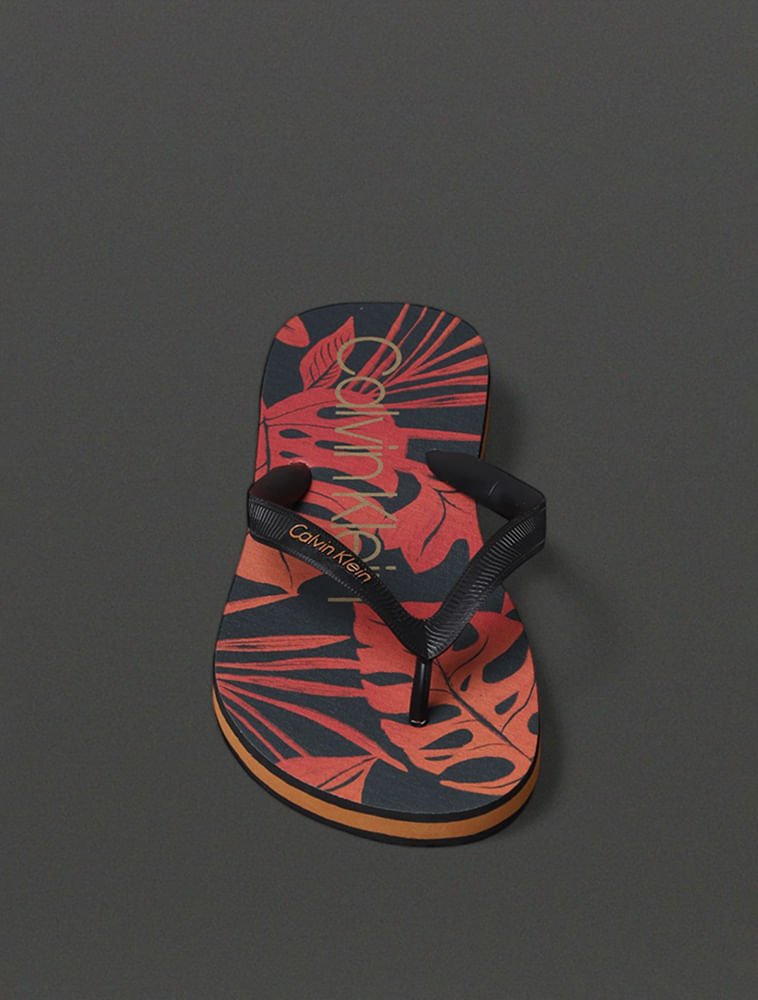 Chinelo Masculino Monstera Calvin Klein Swimwear - Havana Preto 4