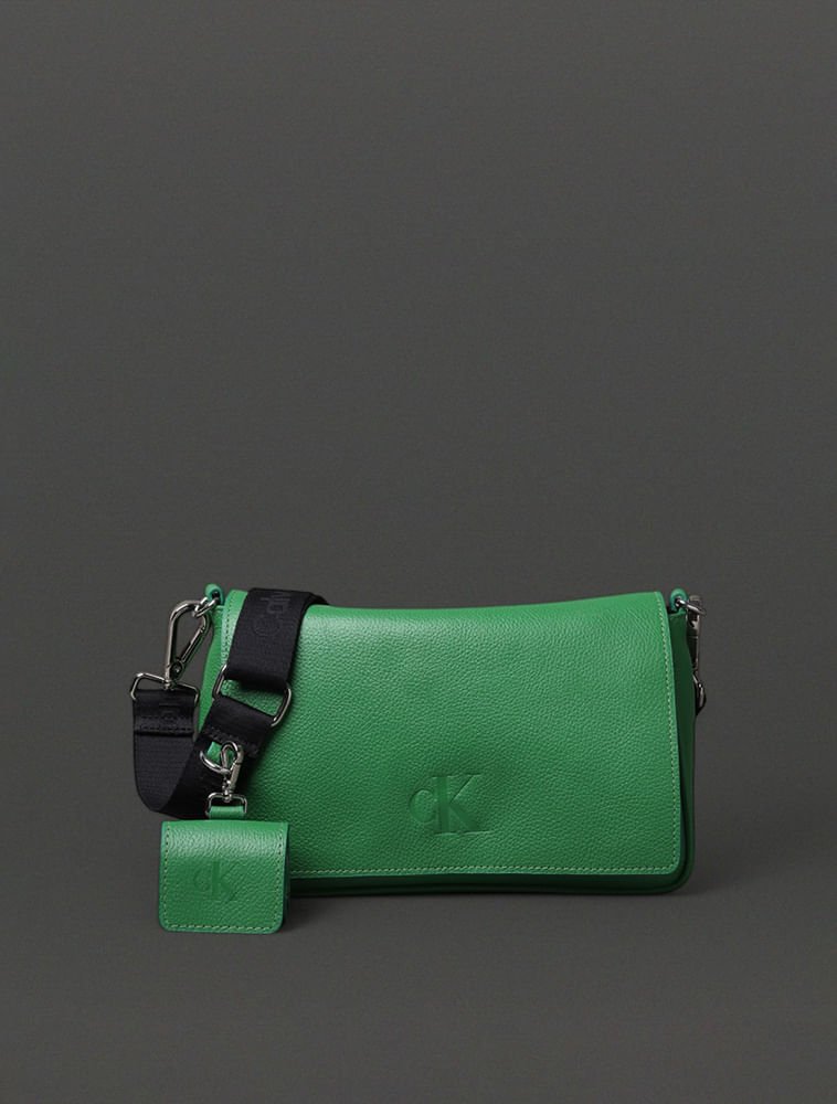 Bolsa Média Feminina Chaveiro Calvin Klein Jeans - Verde Médio