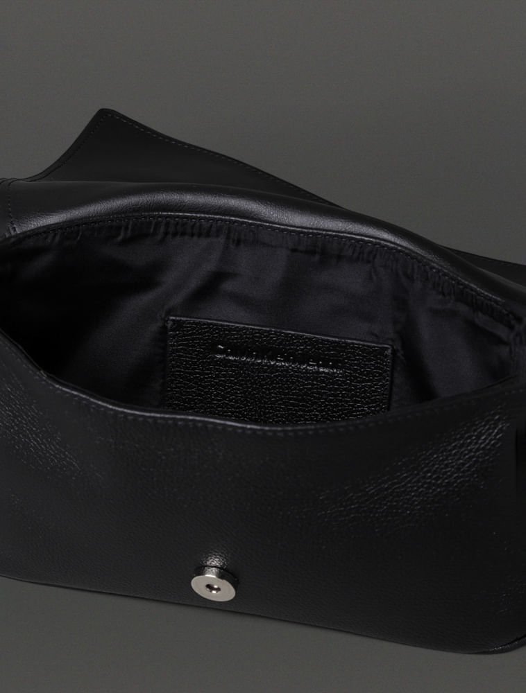 Bolsa Média Feminina Chaveiro Calvin Klein Jeans - Off White Preto 3