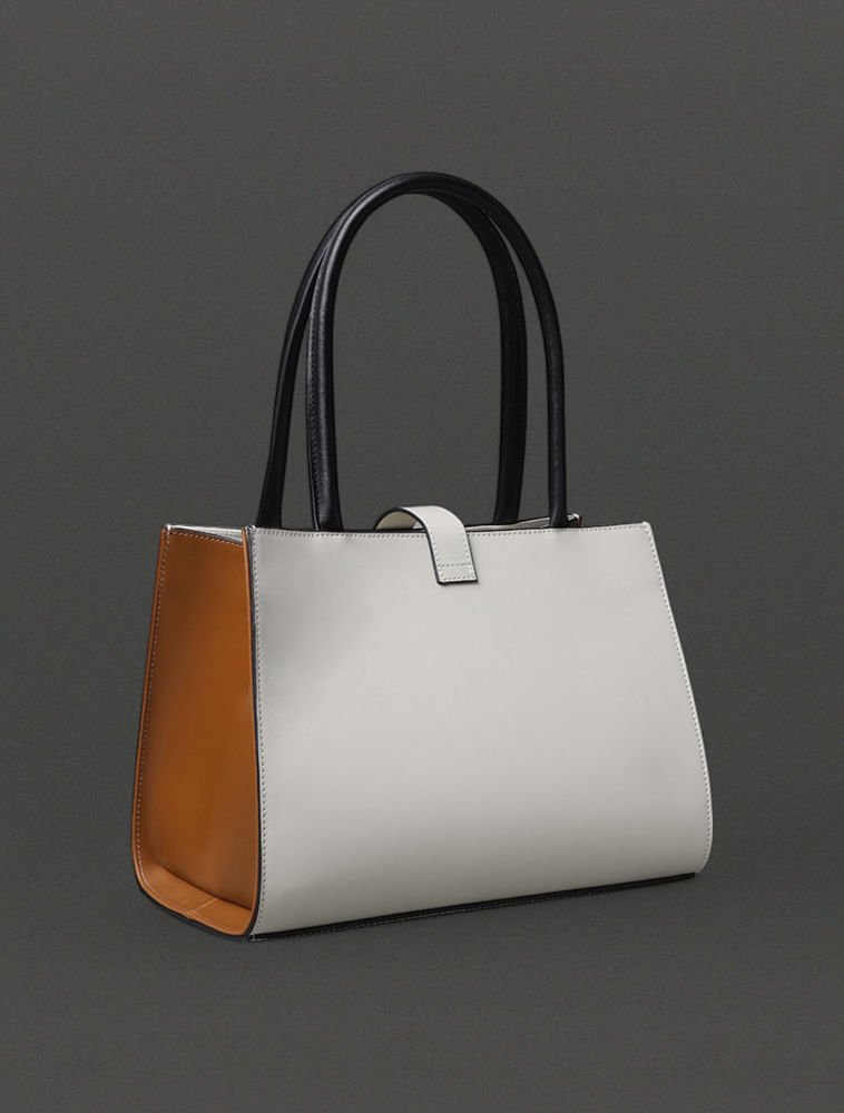 Bolsa Média Feminina Couro Contraste Calvin Klein - Off White Off White 2