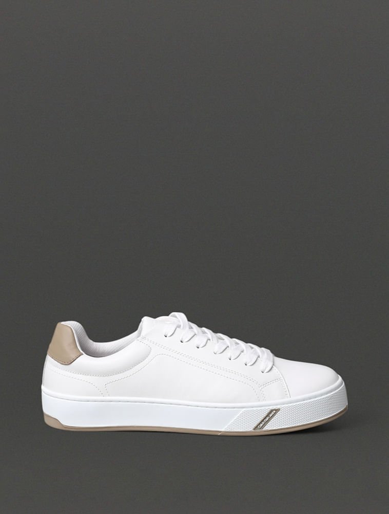 Tênis Masculino Palito Clean Casual Calvin Klein Jeans - Branco/Caqui Claro