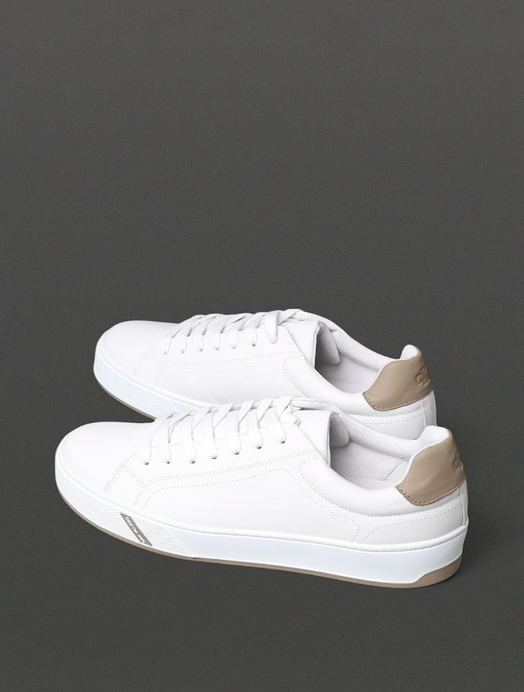 Tênis Masculino Palito Clean Casual Calvin Klein Jeans - Branco/Caqui Claro Branco/Caqui 3