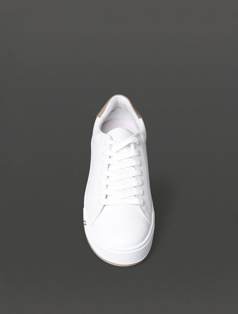 Tênis Masculino Palito Clean Casual Calvin Klein Jeans - Branco/Caqui Claro Branco/Caqui 4