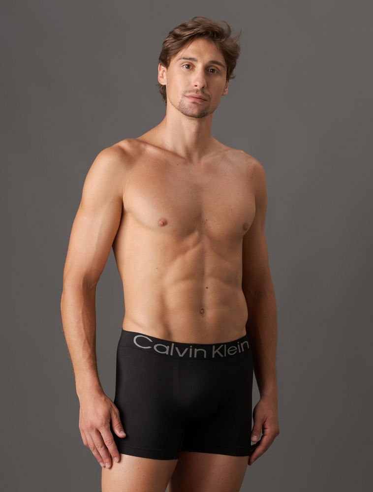 Kit 3 Cuecas Trunk Seamless Flamê Calvin Klein Underwear - Branco, Cinza, Preto Cinza 3