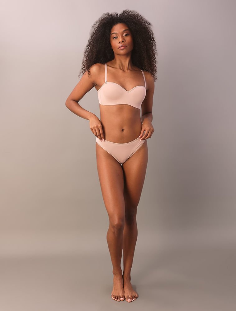 Calcinha Fio Dental Duplo Soft Micrologo Calvin Klein Underwear - Skin Médio