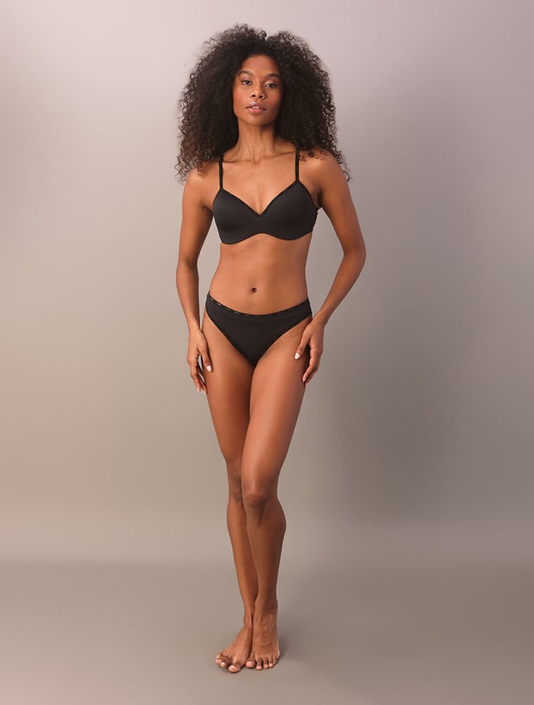 Calcinha Fio Dental Duplo Soft Micrologo Calvin Klein Underwear - Preto