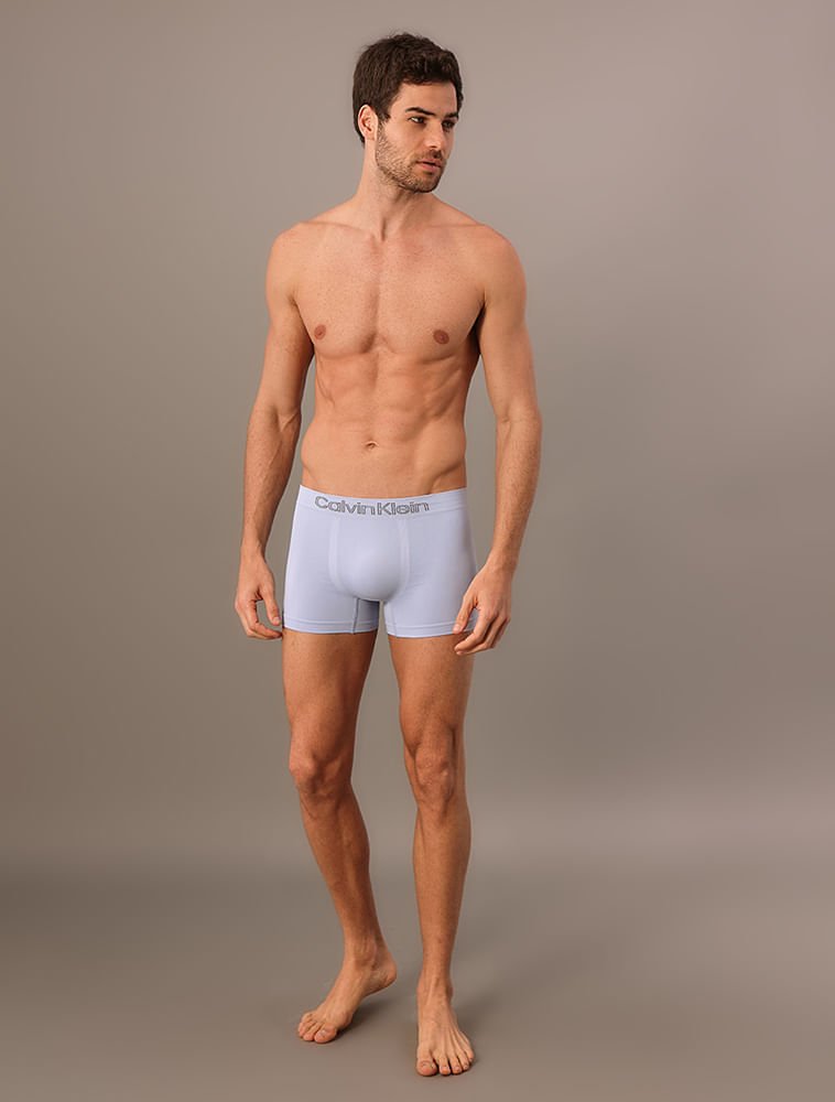 Kit 3 Cuecas Low Rise Trunk Seamless Micro Calvin Klein Underwear - Preto/Branco/Azul Claro
