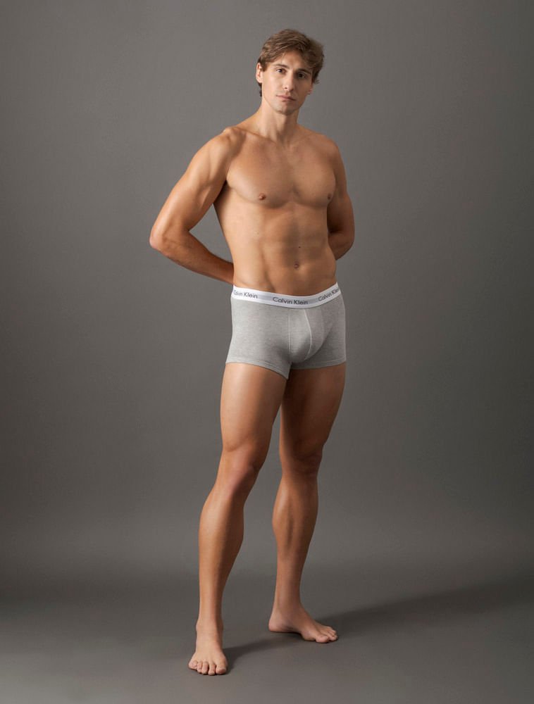 Kit 4 Cuecas Trunk Classic Cintura Baixa Com Elastano Calvin Klein Underwear - Branco + Preto + Mescla Branco/Preto/Mescla 12