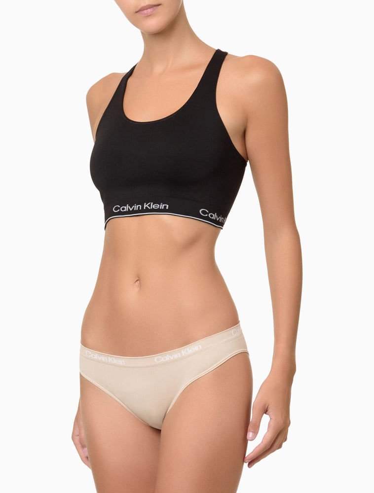Kit 2 Calcinhas Tangas Microfibra Seamless Calvin Klein Underwear - Preto/Bege 4
