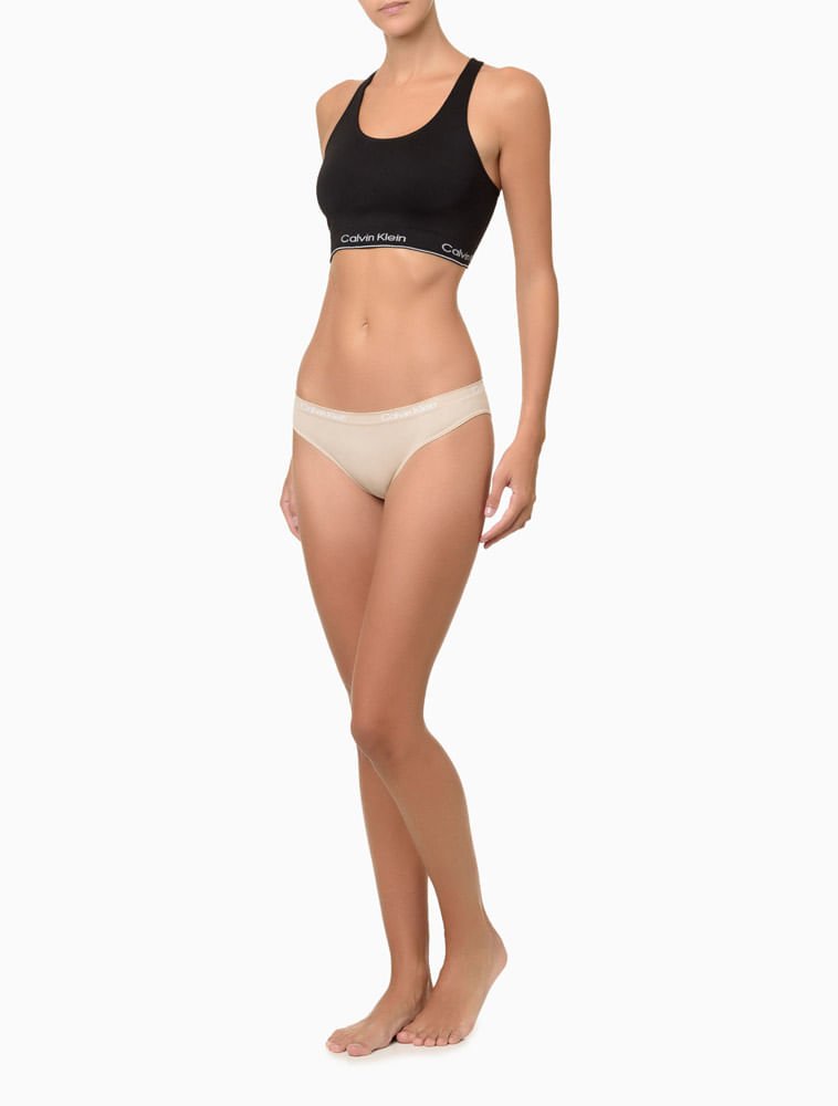 Kit 2 Calcinhas Tangas Microfibra Seamless Calvin Klein Underwear - Preto/Bege 5