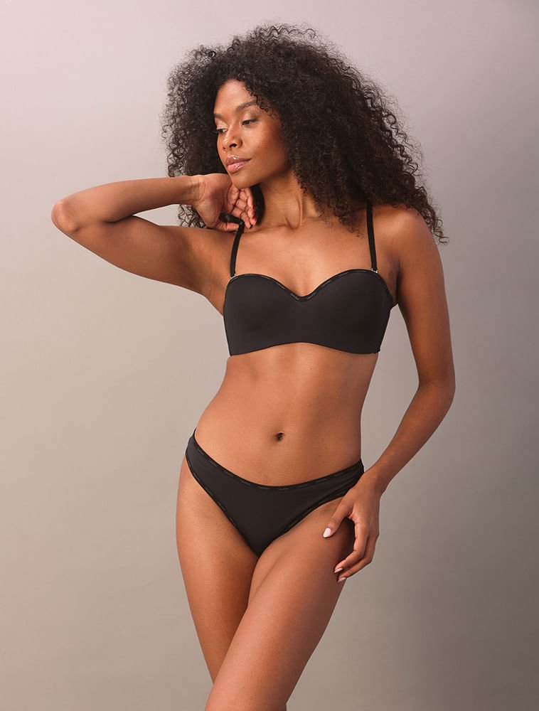 Calcinha Tanga Soft Micrologo Calvin Klein Underwear - Preto Preto 2