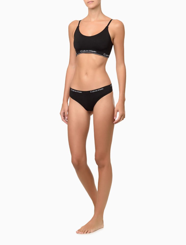 Kit 2 Calcinhas Fio Dental Microfibra Seamless Calvin Klein Underwear - Preto/Skin Preto/Bege 2