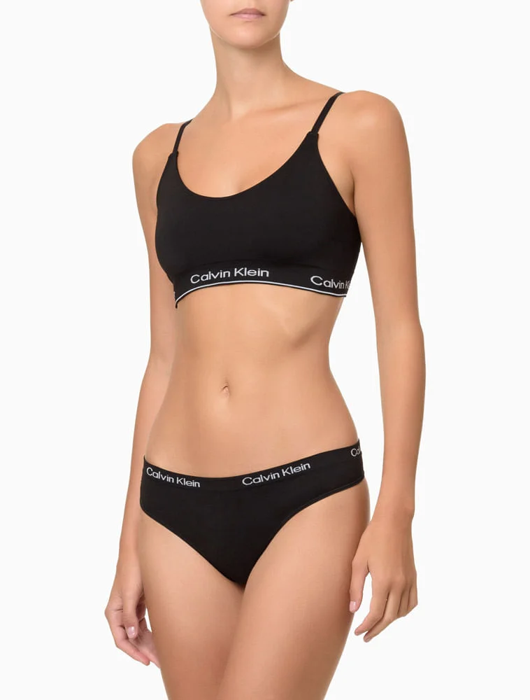 Kit 2 Calcinhas Fio Dental Microfibra Seamless Calvin Klein Underwear - Preto/Skin