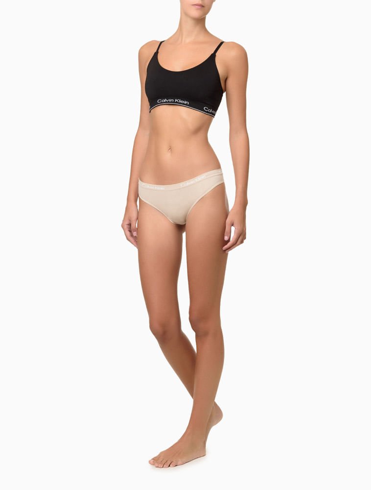 Kit 2 Calcinhas Fio Dental Microfibra Seamless Calvin Klein Underwear - Preto/Skin Preto/Bege 5