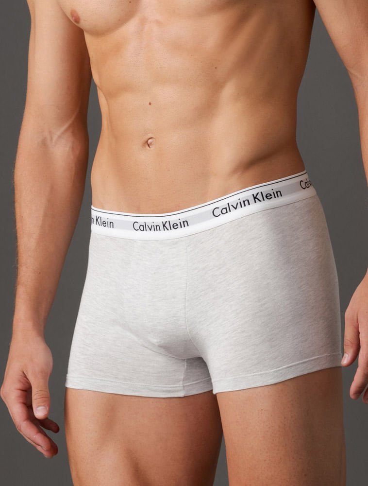 Kit 2 Cuecas Trunk Modern Cotton Calvin Klein Underwear - Preto Com Cinza Claro Preto 4