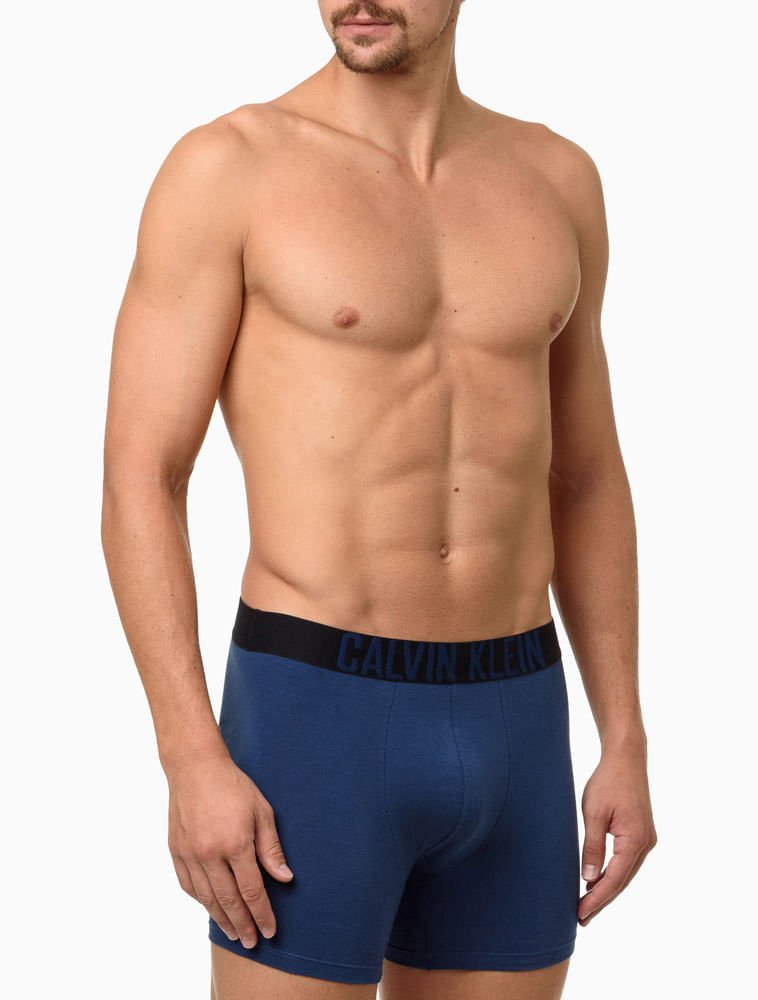 Kit 2 Cuecas Boxer Cotton Intense Power Calvin Klein Underwear - Azul + Preto